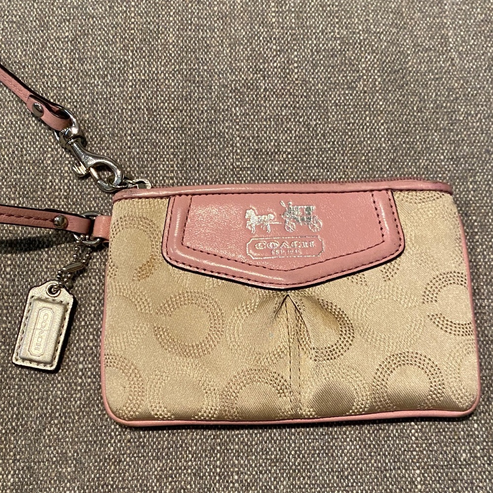 Coach Beige and Mauve Wristlet